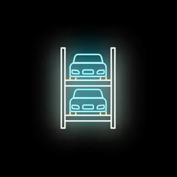 Parking lot stacking system neon sign concept 库存插图