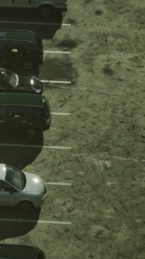 Parking lot tranquility observed at sunset reveals serene shadows and solitude Stock-Footage 331697448