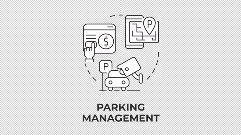 Parking management line concept icon animation Stock Footage 340282987