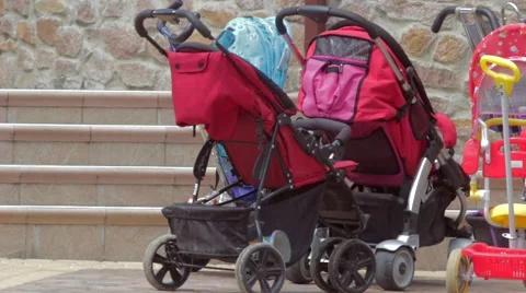 Parking many prams Stock Footage 48675485