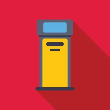Parking meter displaying payment information on red background Stock Illustration