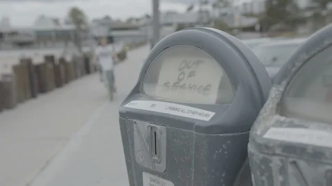 Parking meter. Empty city during coronavirus quarantine. Ra color Stock Footage 127121851