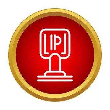 Parking meter icon with ip on red background Illustrazione stock