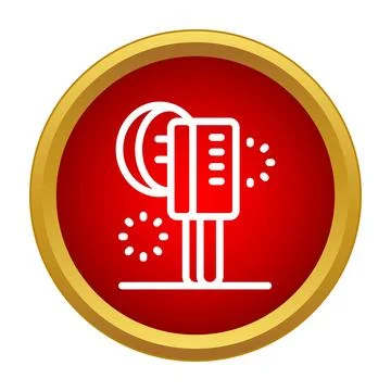 Parking meter line icon on red button イラスト素材