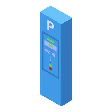 Parking meter machine showing parking sign isometric view Stock Illustration