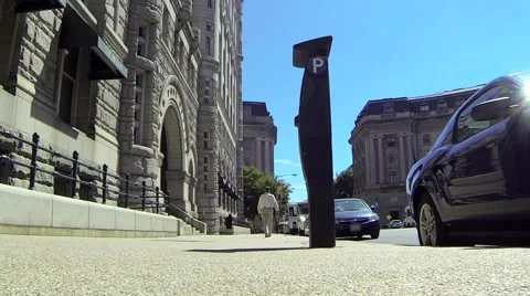 Parking Meter on Sidewalk Stock Footage 59339908
