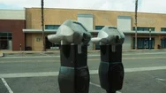 Parking Meters. Abandoned Empty City During Coronavirus Quarantine Stock Footage