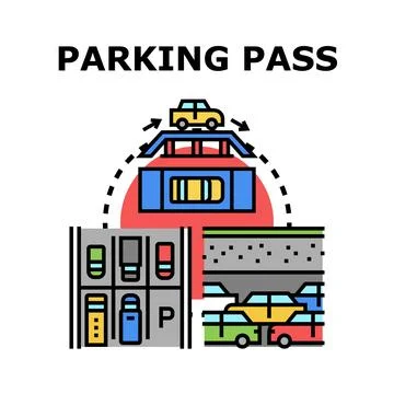 Parking pass access in multilevel automated garage system Stock Illustration