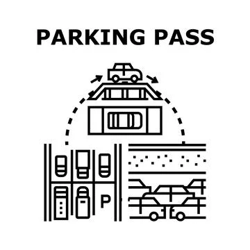 Parking pass access in multilevel automated garage system Stock Illustration