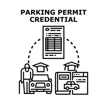 Parking permit credential identifying disabled driver vehicle access Stock Illustration