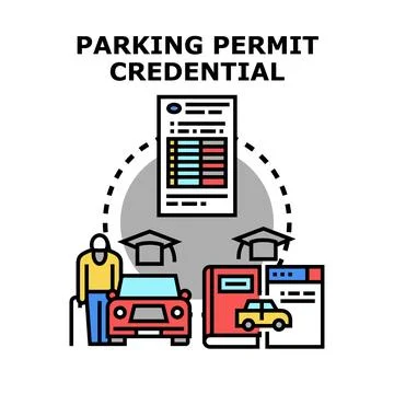 Parking permit credential identifying disabled driver vehicle access 스톡 일러스트