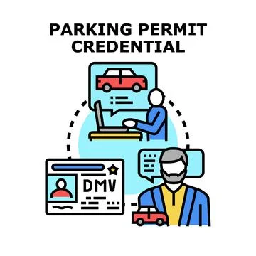 Parking permit credential issuing and approval process Stock Illustration