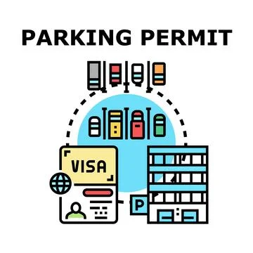 Parking permit offering authorized car parking access Stock Illustration