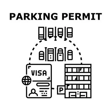 Parking permit offering authorized car parking access Stock Illustration