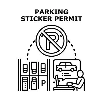 Parking permit sticker application and management concept Stock Illustration