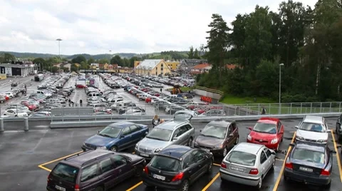 Parking place at Gekås shopping centre, Ullared Stock Footage