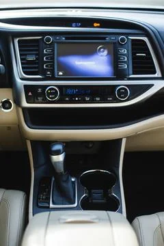 Parking position of automatic gearbox control handle Stock Photos