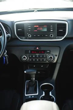 Parking position of automatic gearbox control handle Stock Photos
