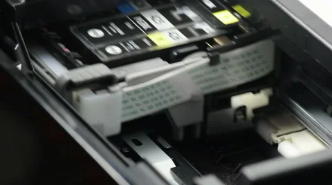 Parking the printer head with cartridges Stock Footage 34992691