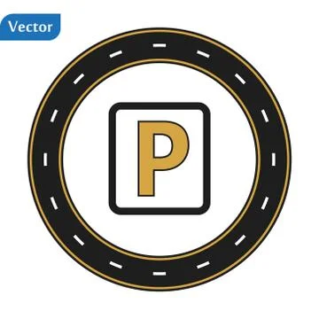 Parking on the road, circular road, map on white background. eps10 Stock Illustration
