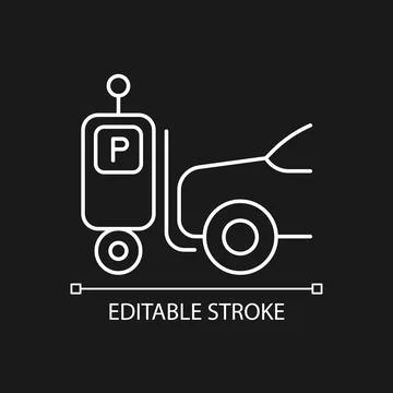 Parking robot white linear icon for dark theme Stock-Illustration