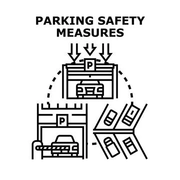 Parking safety measures vector concept illustration Stock Illustration