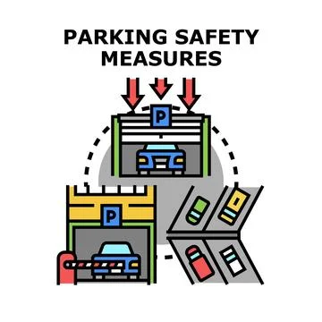 Parking safety measures vector concept illustration Stock Illustration