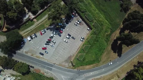 Parking with Сars, top view, down camera Stock Footage 237797896