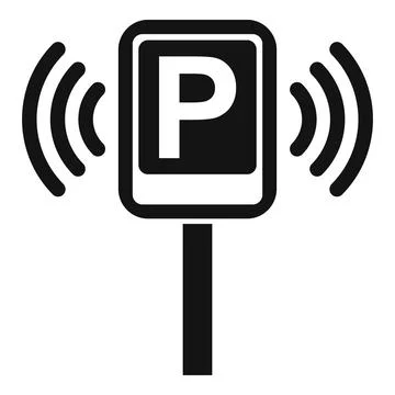 Parking sensor emitting signal for smart city management Illustrazione stock