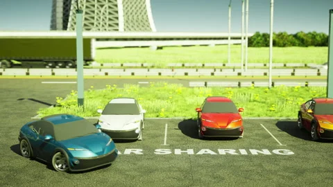 Parking sharing cars. 3D rendering. Stock Footage 139939083
