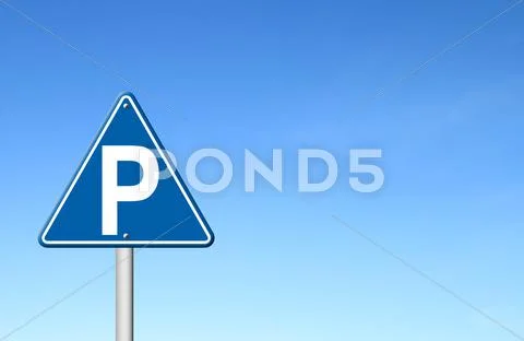 Parking sign with blue sky Stock Illustration