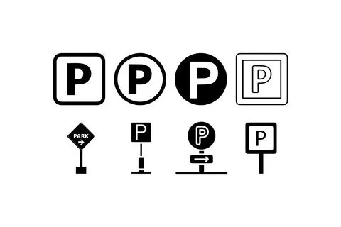 Parking sign icon collection in various styles. Vector illustration design. Stock Illustration