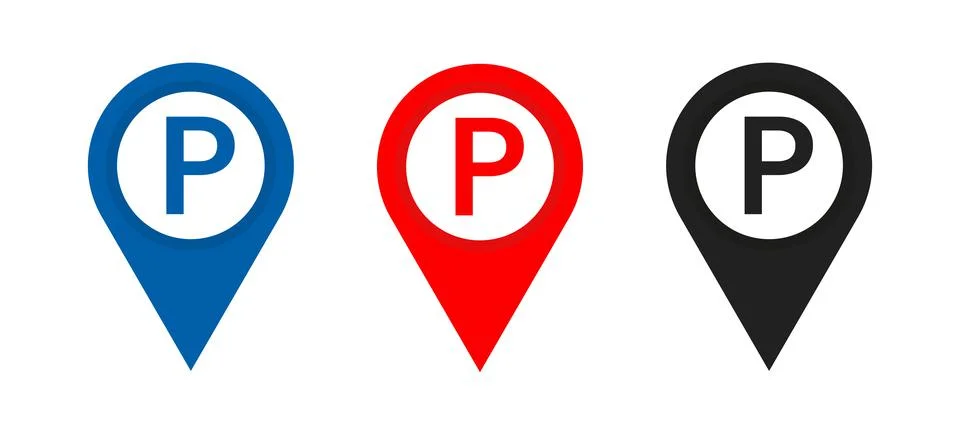 Parking sign icon . Set of Map parking pointer . Illustration on white backgr Stock Illustration