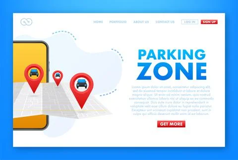 Parking sign, Parking zone map pin. Street road sign. Car park icon. Vector Ilustração Stock