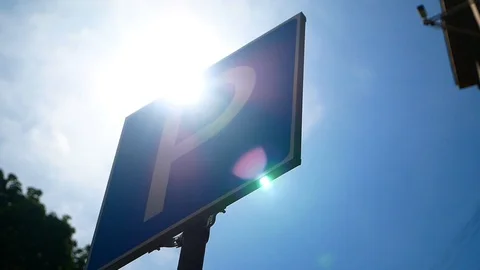 Parking sign on the road Stock Footage 90239926