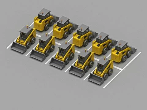 Parking with skidsteer loader Stock Illustration