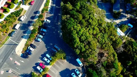Parking in a small town. Forest. Beach. Video stock 95898003