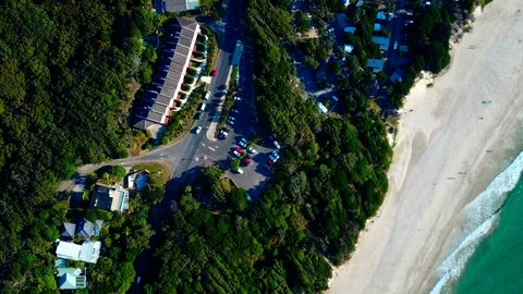 Parking in a small town. Forest. Beach. Stock Footage 95898336