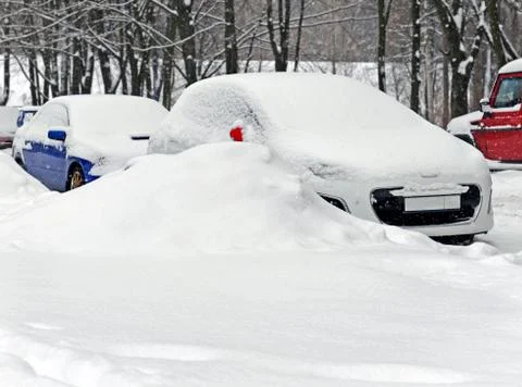The parking in snowfall Stock Photos