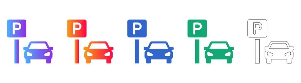 Parking Space Icons for Apps Stock Illustration
