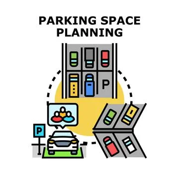 Parking space planning concept developing urban infrastructure solution 스톡 일러스트