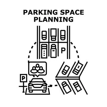 Parking space planning concept developing urban infrastructure solution Stock Illustration