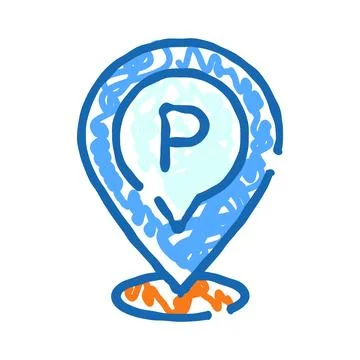 Parking spot map pin navigation sign illustration Stock Illustration