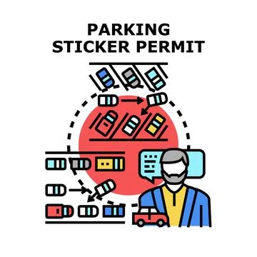 Parking sticker permit system concept vector illustration Stock Illustration