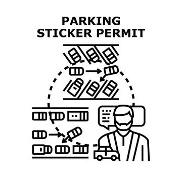 Parking sticker permit system concept vector illustration Stock Illustration