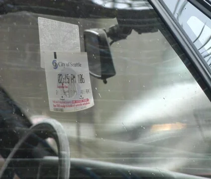 Parking Sticker in Window of Car Video stock 323802