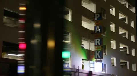 Parking Structure at night Video stock 68537339