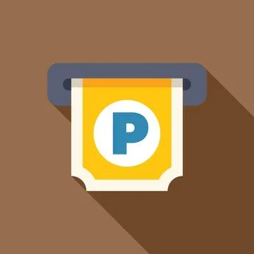 Parking ticket being inserted into machine, flat design icon with long shadow Stock Illustration