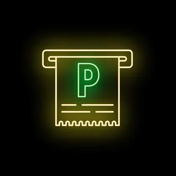 Parking ticket machine dispensing neon glowing receipt Illustrazione stock