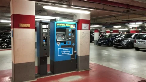 Parking ticket machine at parking garage near Rathaus Steglitz Berlin 2026 Stock Footage 345171764